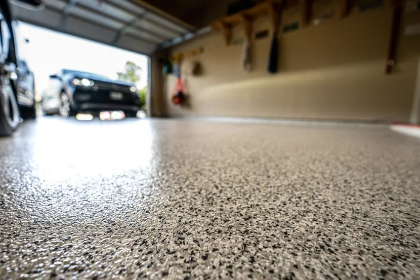 Close up of garage epoxy flooring