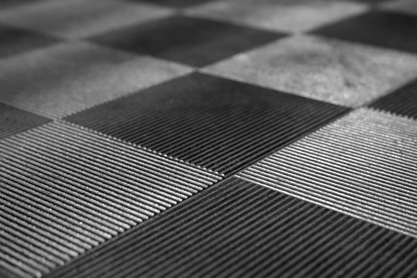 Close up of metallic types of floor tiles
