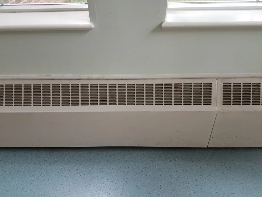Closeup image of electric baseboard heater