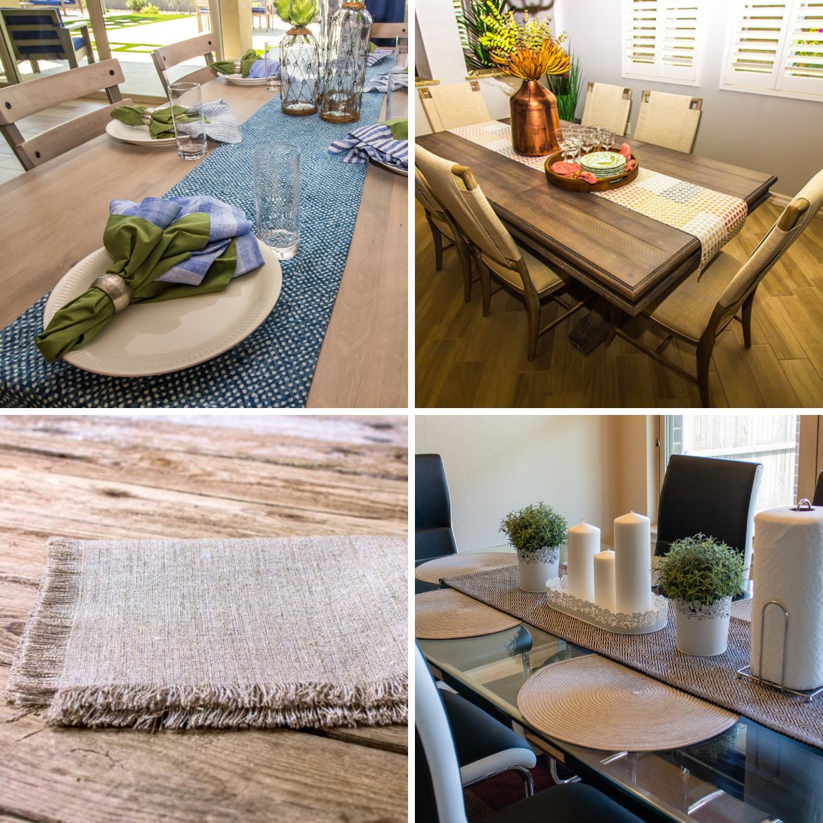 different dining tables with table runners