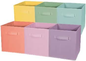 Foldable storage cube basket bins in pastel colors