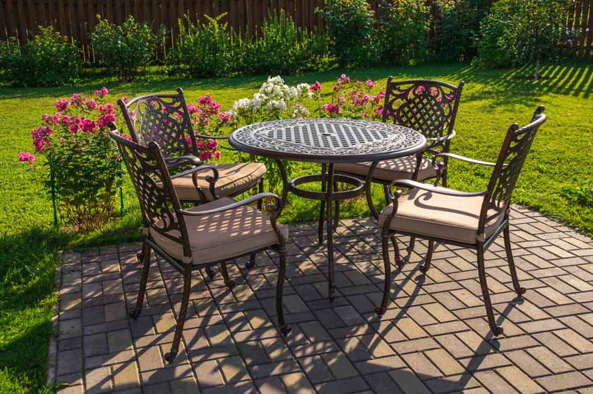 Garden area with powder coated chairs and table