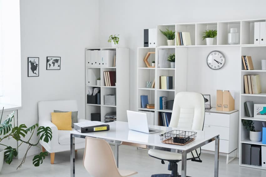 work space in monochromatic white