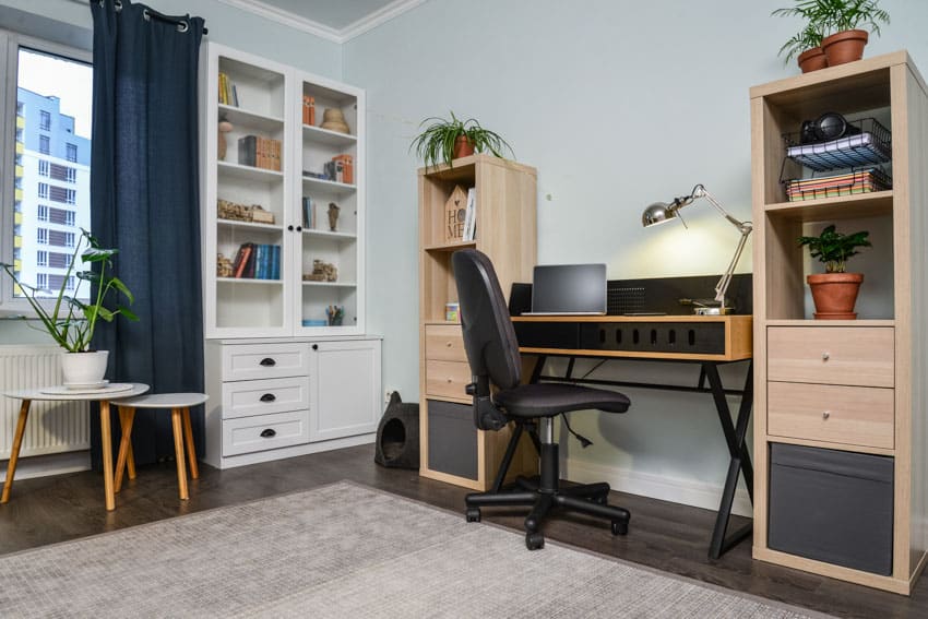 Home or study area with cabinets