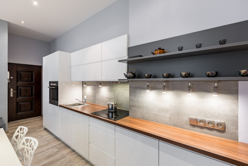 Kitchen with polished concrete slab