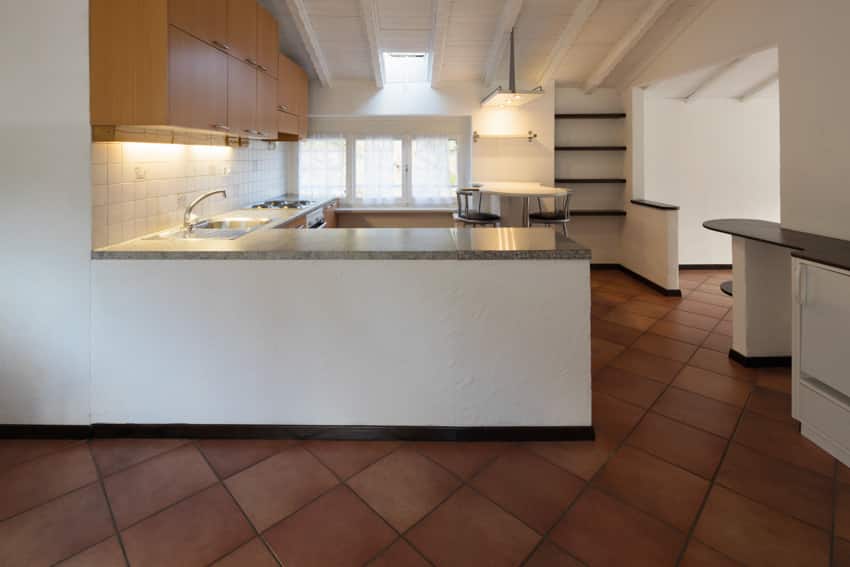 Kitchen with quarry tiles
