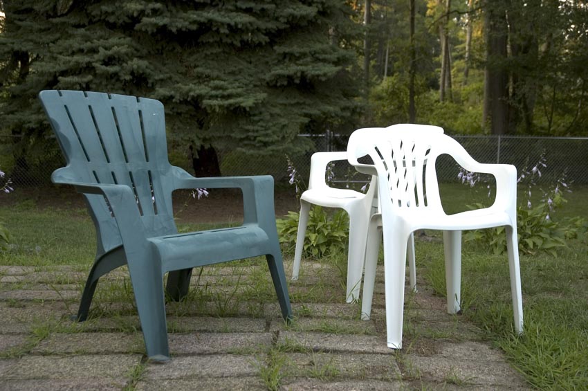 Plastic chairs as outdoor furniture