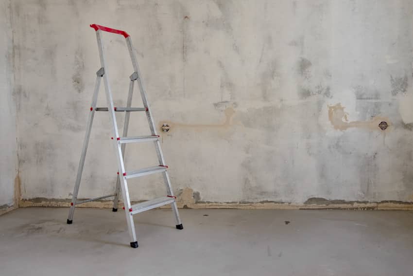 Podium ladder concrete wall and floor