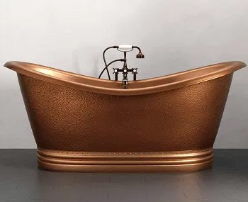 Vista copper double slipper roll top bathtub with pedestal