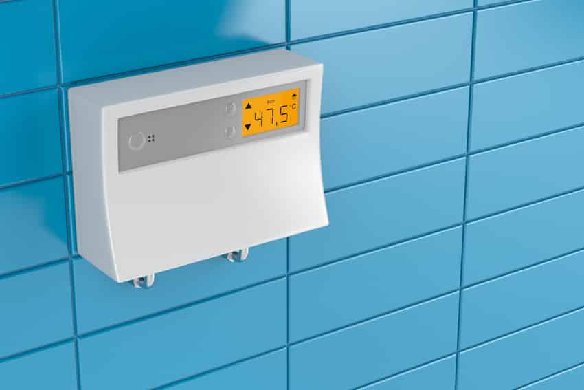 Water heater on wall with electronic display