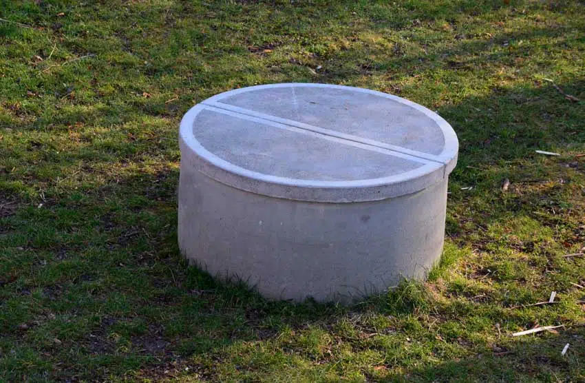Well water inside concrete construction and lid