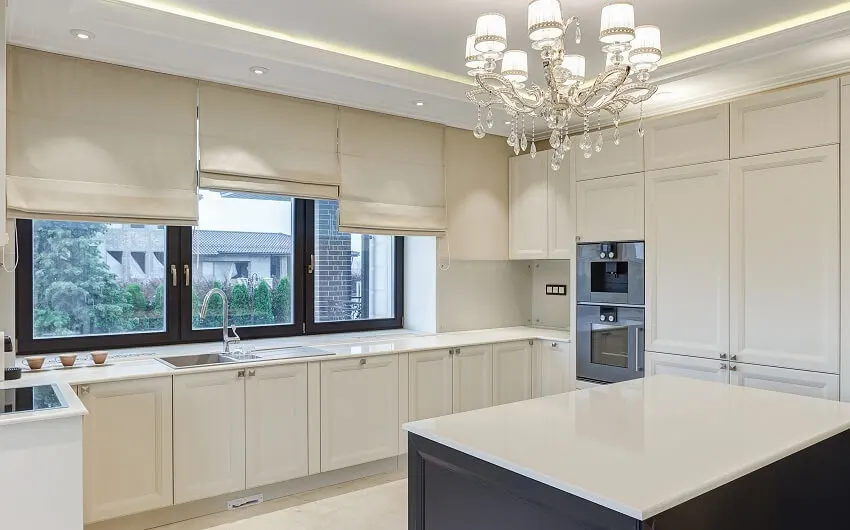 Kitchen with shades