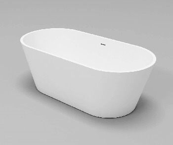 White modern stone resin free standing bathtub