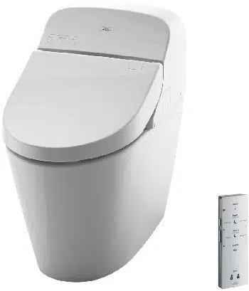 White washlet with integrated toilet