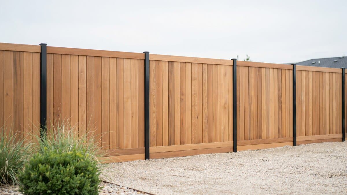 Modern horizontal wood plank fence forming a clean privacy wall