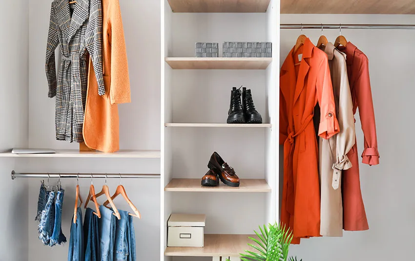 Closet divisions with shoe rack