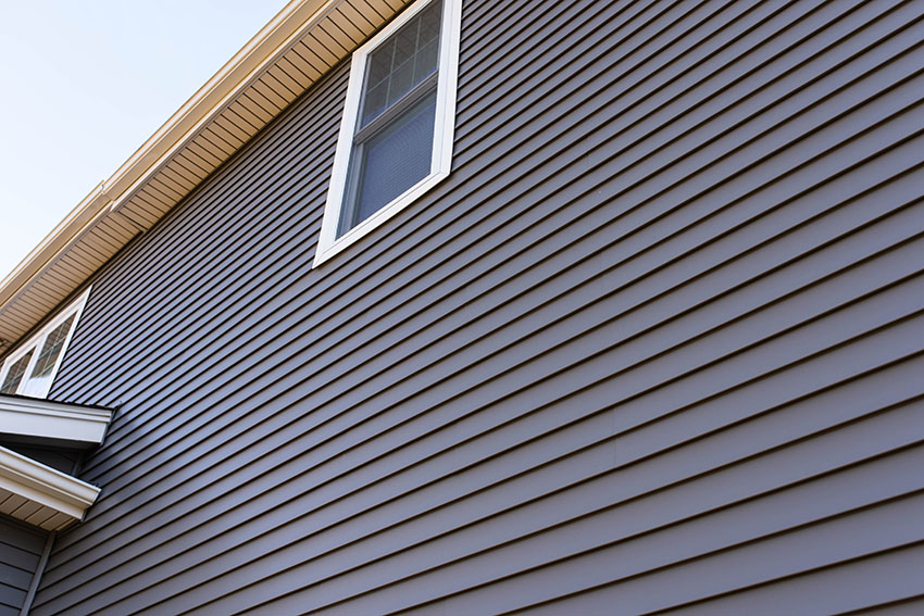 House exterior with vinyl siding double hung window