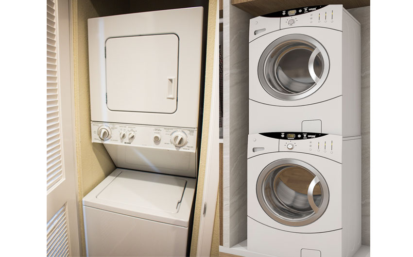 Laundry center and stackable washers