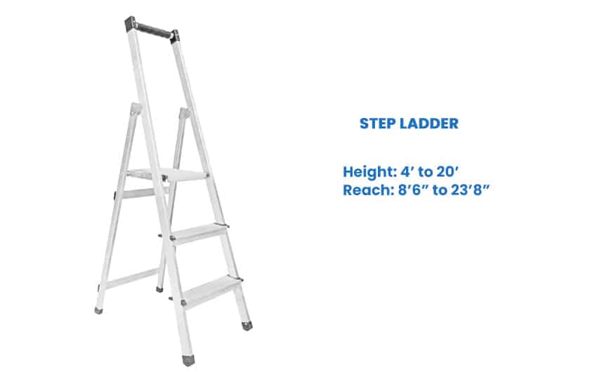 Step ladder with dimensions