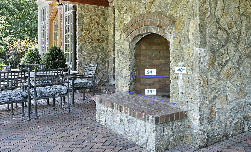Typical outdoor fireplace dimensions