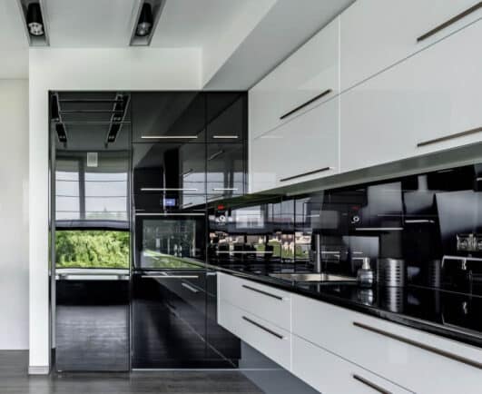 High Gloss Black Kitchen Cabinets