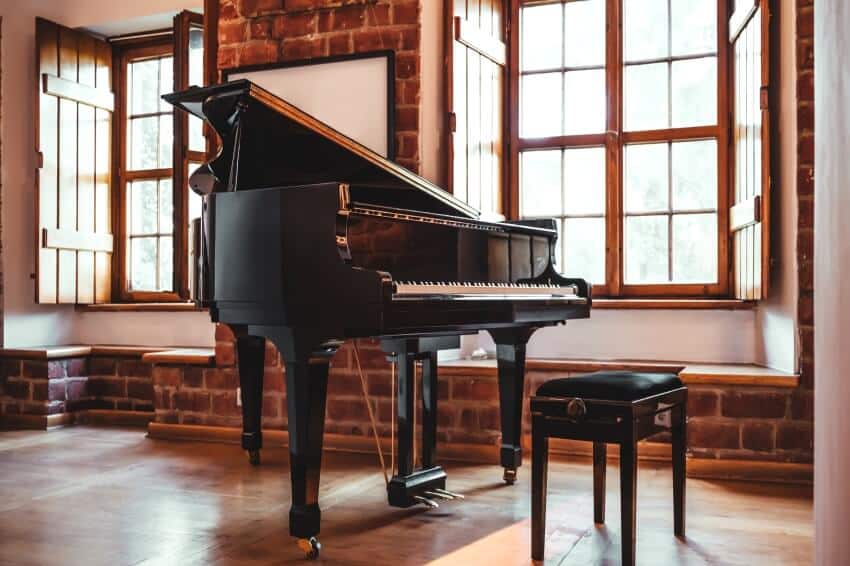 Piano in a rustic room