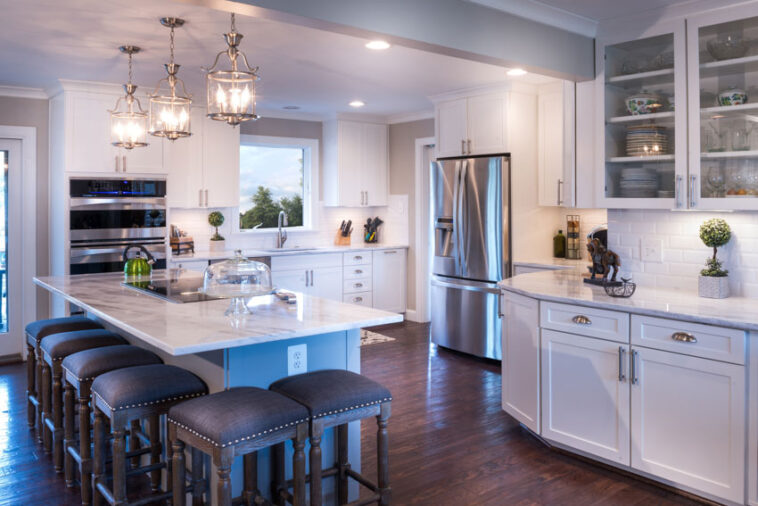 White Kitchen Cabinets with Dark Floors