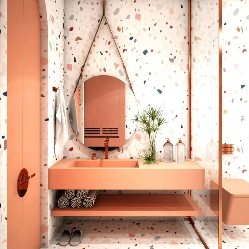 Modern bathroom interior with terrazzo