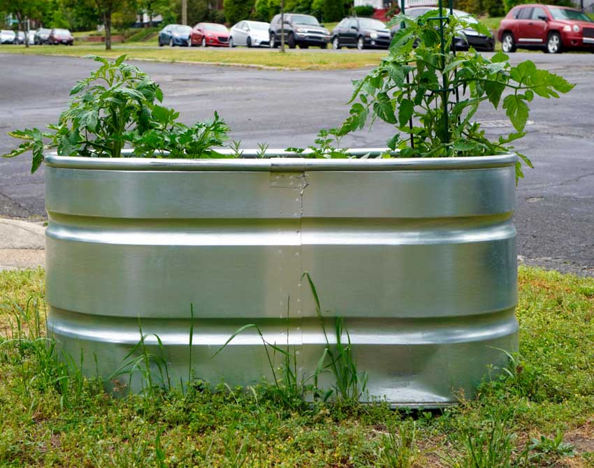 Galvanized metal constructed planter