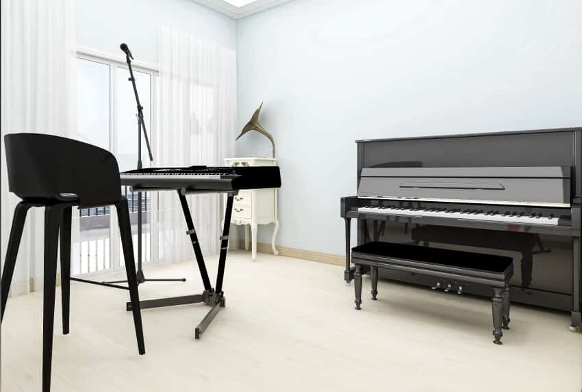 Music room with two different pianos
