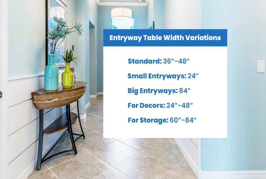 Entryway table width variations