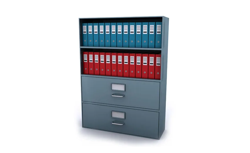 Open shelf cabinet for storing legal binders