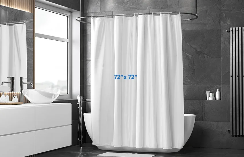 Shower curtain size for curved shower rod stall