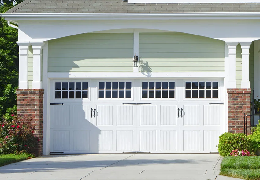 Wooden garage door with multiple panels