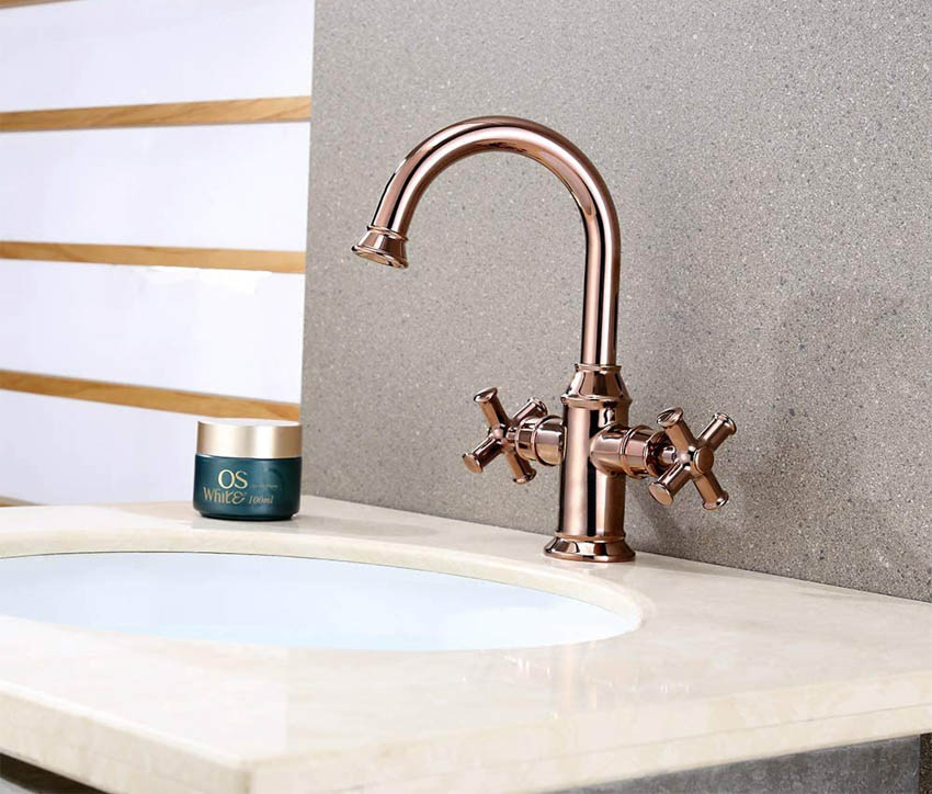 Rose-colored PVD finish faucet