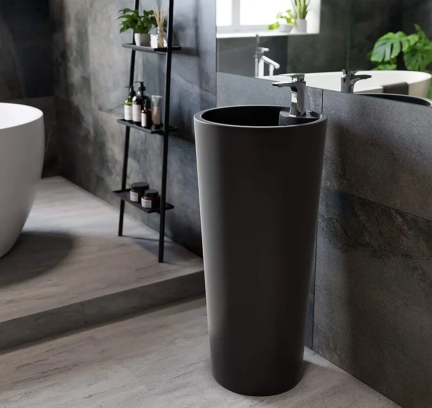 Circular basin pedestal vanity sink