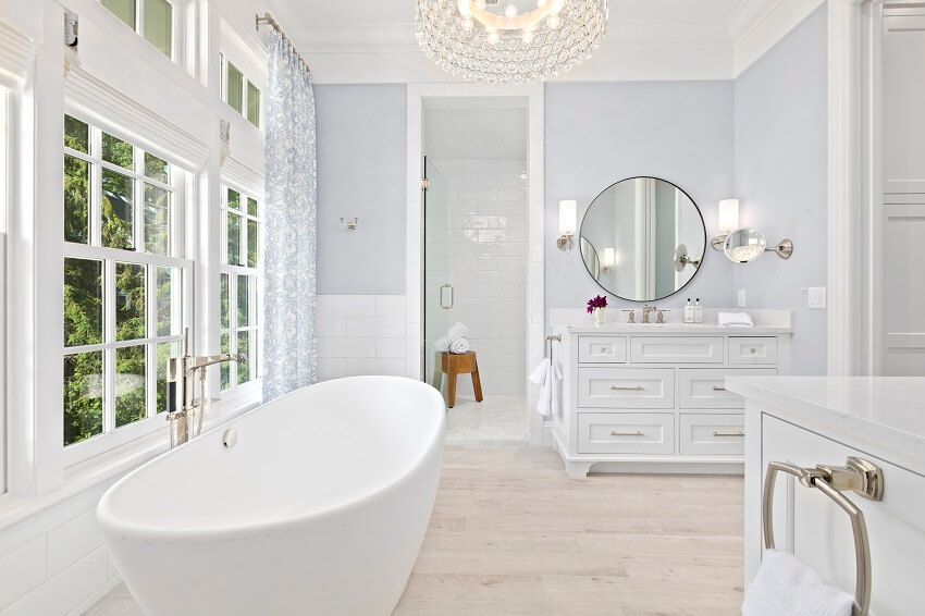 Elegant bathroom with square vanity