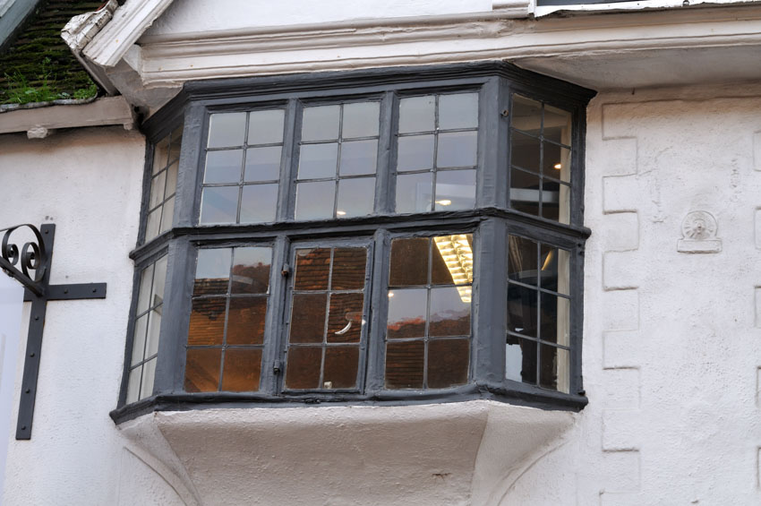 Black framed oriel window