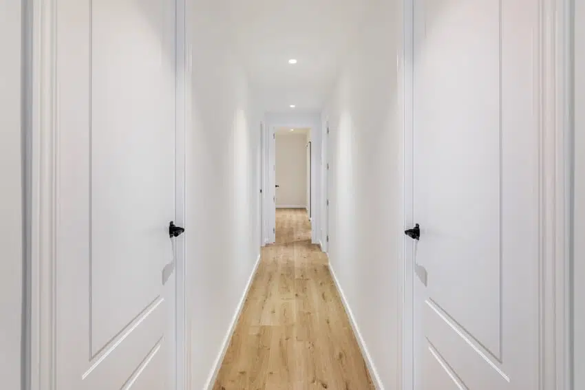 Hallway doors and walnut flooring