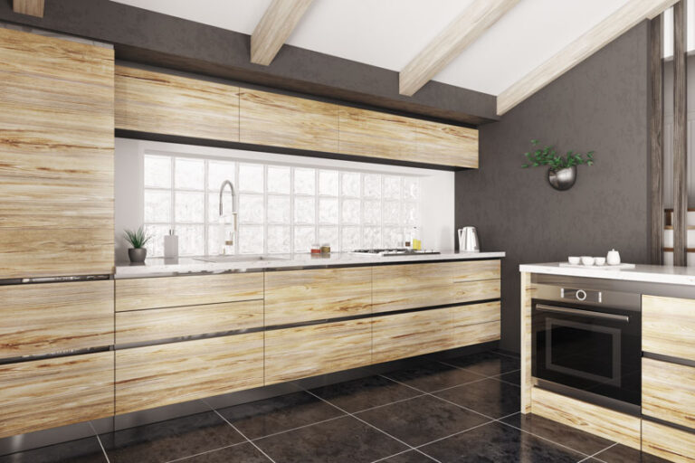 Horizontal Grain Kitchen Cabinets