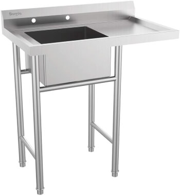 Stainless steel utility sink with drain board
