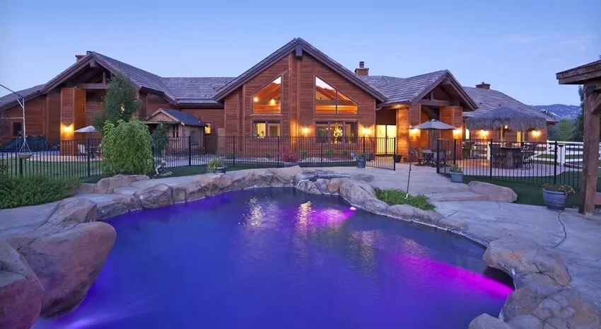 swimming pool ranch home night