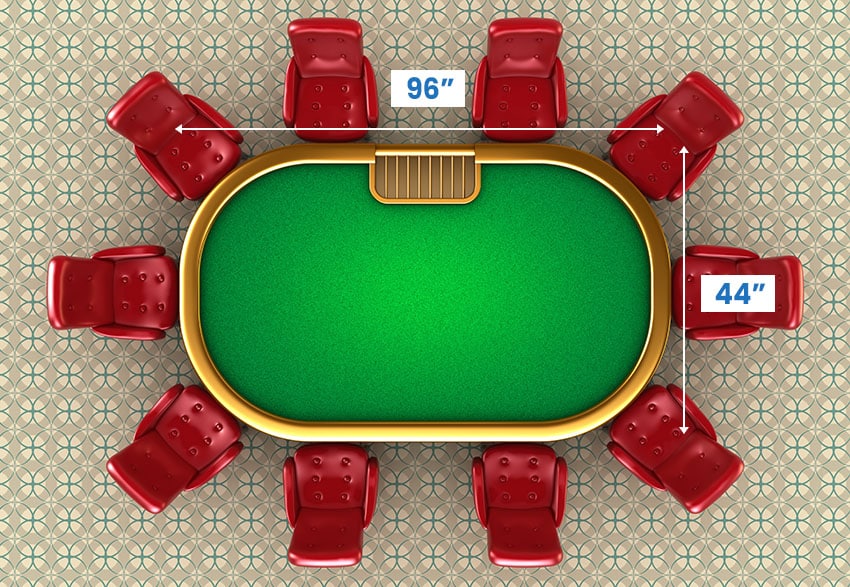 10 person poker table dimensions