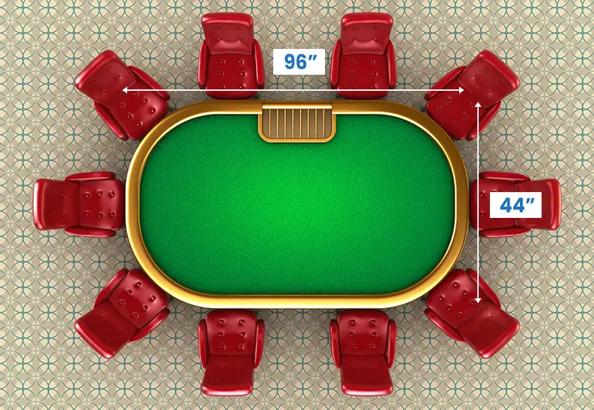 10 person poker table dimensions
