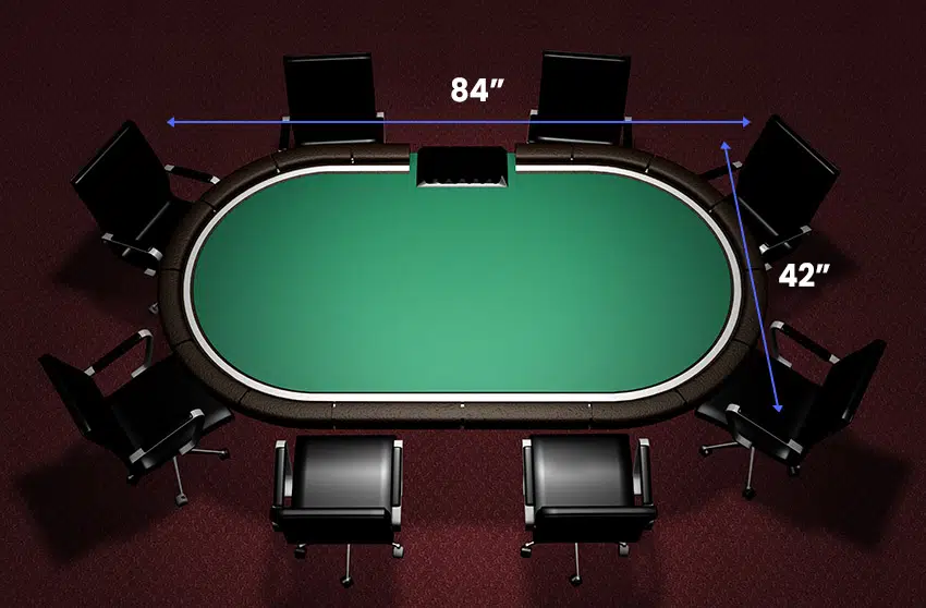 8 person poker table dimensions