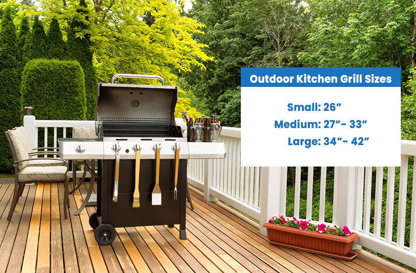 Outdoor kitchen grill sizes