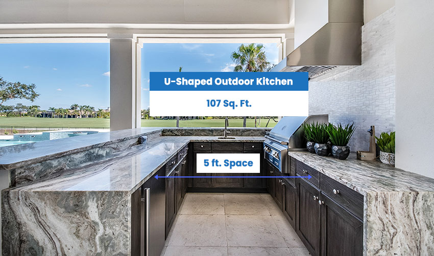 U-shaped outdoor kitchen dimensions