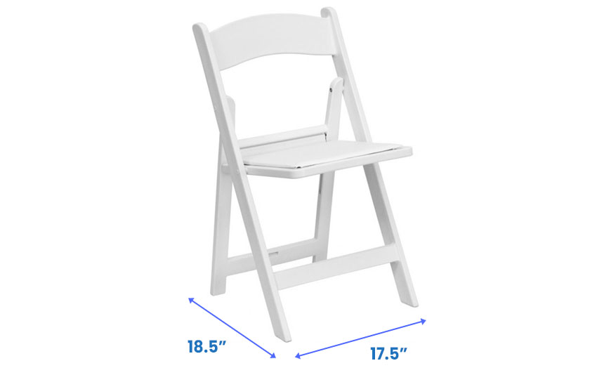 White resin folding chair dimensions