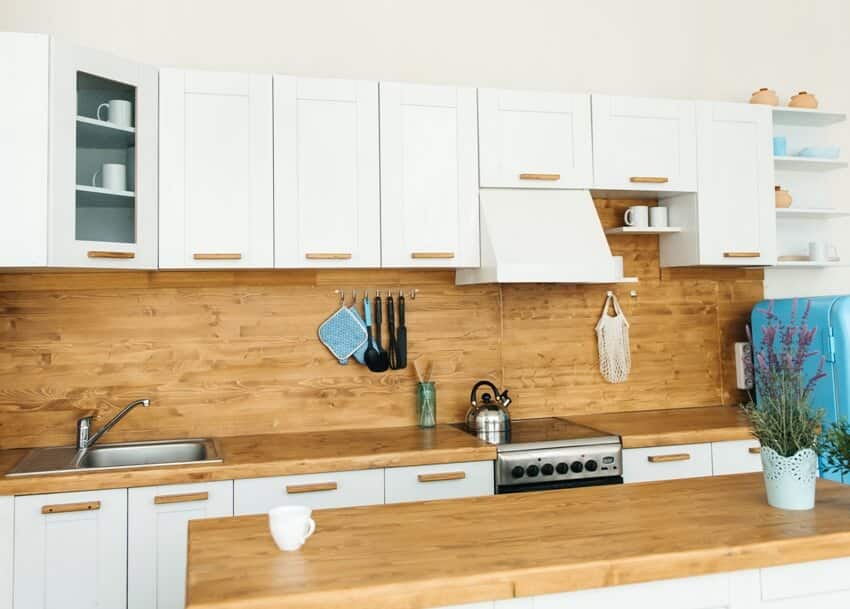 A beautiful kitchen with fresh and natural faux wood