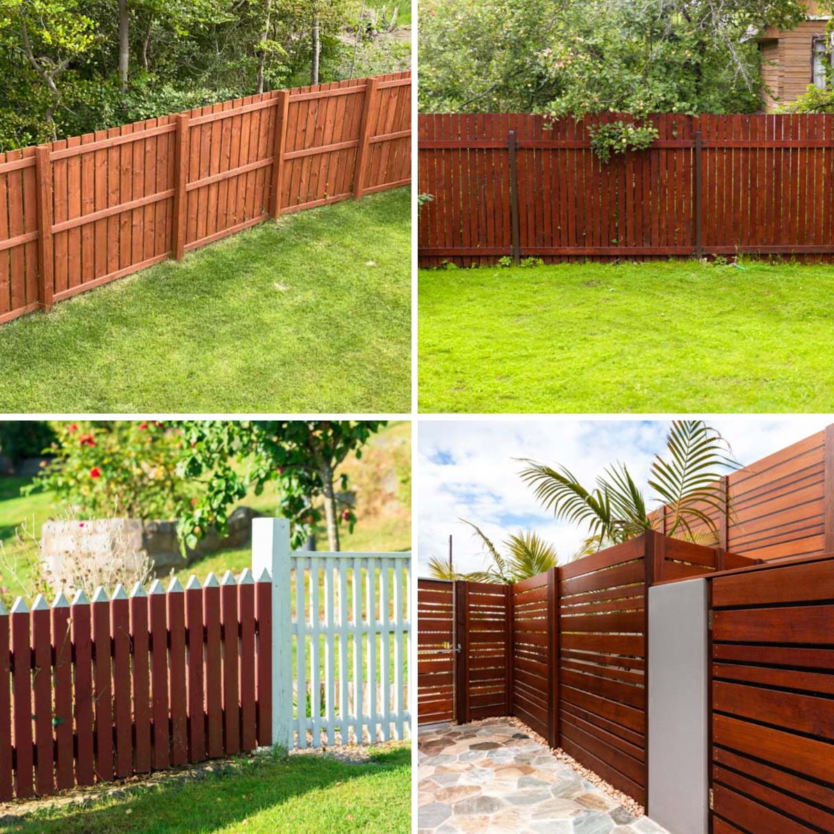 different types of redwood fencing